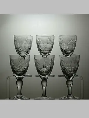 Buy Royal Brierley Crystal  Honeysuckle  Cut Set Of 6 Sherry Glasses 4 3/4 - Boxed • 69.99£