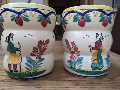 Buy Pair Of Antique Faience Henriot Quimper Pottery Mugs/Tankards • 15£