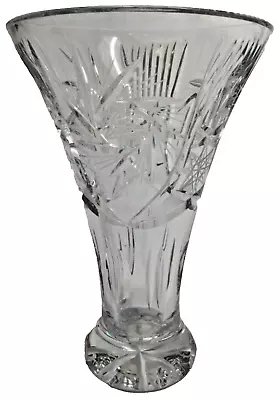 Buy Vintage Bohemian Czech (?) Crystal Cut Glass Vase Decorative 27cm Tall • 35£
