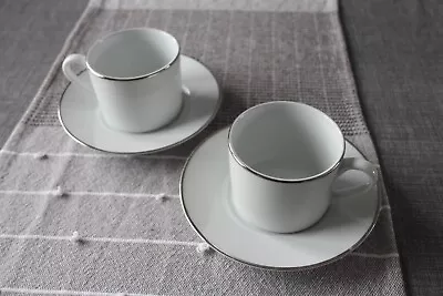 Buy 2 * Royal Worcester 'Classic Platinum' Cup And Saucer Set - 2 Cups 2 Saucers • 12.50£