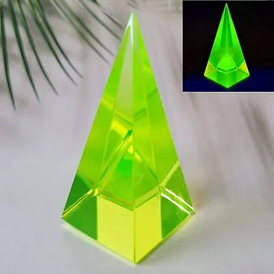 Buy Uranium Pyramid Vaseline Glass Yellow Clear Uranum Glass Art Glass • 37.73£
