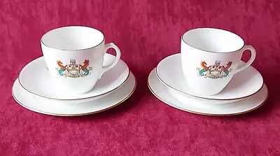 Buy Pair Of Aynsley Crested Ware 'Cambridge' Teacups, Saucers And Side Plates • 4£