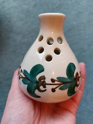 Buy Jersey Pottery Pierced Posy Vase. Bud Vase. Small Hand Painted Vase. Vintage • 5.99£