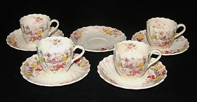 Buy Vintage Copeland Spode Fairy Dell Pattern China Set Of 4 Demitasse Cups & Saucer • 47.37£