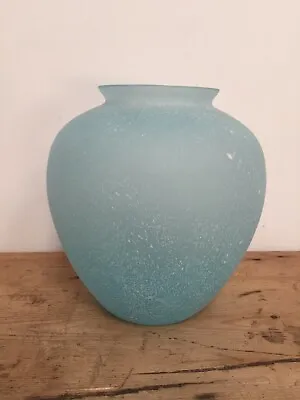 Buy Soft Blue  Crackle Glass Vase 6  Tall  • 15£