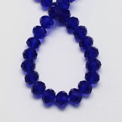 Buy 6mm Dark Blue Crystal Cut Glass Rondelle Abacus Faceted  Beads Jewellery Making • 3.95£