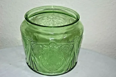 Buy Vintage Green Depression Glass Hazel Atlas Royal Lace COOKIE JAR No Lid  EUC • 24.28£