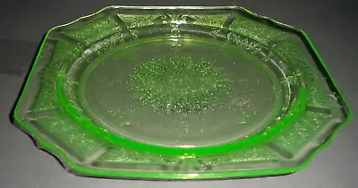 Buy Antique Hocking Glass Depression Glass 8  Green Princess Vaseline Salad Plate  • 13.29£