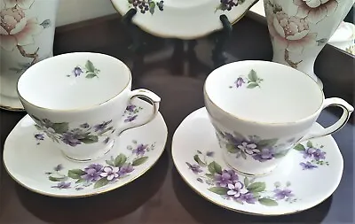 Buy Vintage Lot Of 2 Cups & 2 Saucers  Duchess Bone China Violet Tivoli • 10.99£