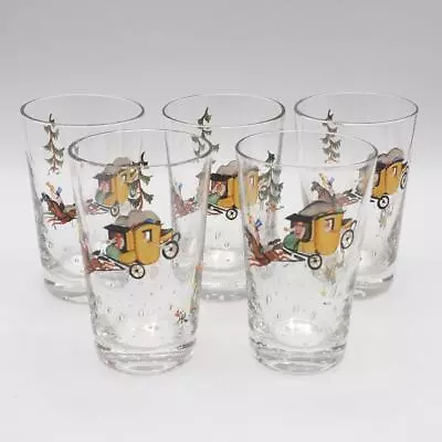 Buy Vintage Lot Of 5 Mid Century Barware Glasses Libbey 'Horse & Carriage' 1950's • 135.94£