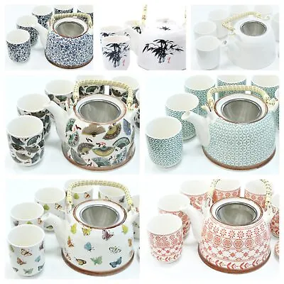 Buy Ceramic Teapot & 6 Cups Set - Herbal Tea Pot Strainer Kitchen Home House Gift • 19.99£
