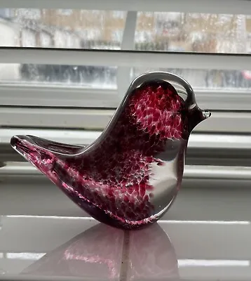 Buy Vintage Wedgwood Mottled Cranberry Art Glass Bird Paperweight Ornament • 12.99£