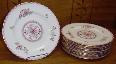Buy 12 Crown Staffordshire Fine Bone China Salad Plates - A5782 Pink Roses - 8 3/8  • 115.08£