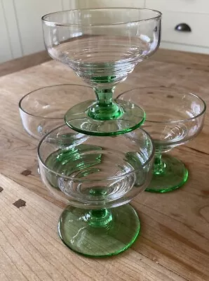 Buy Set Of Four Vintage Cocktail Glasses With Green Stem. Artdeco Style • 22£