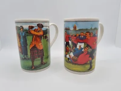Buy Dunoon Golf & Rugby Mugs Stoneware Coffee Cups Vintage Look Design Scottish VGC • 16.99£
