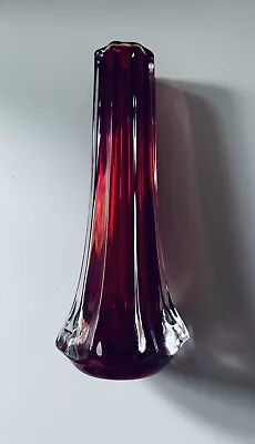 Buy Vintage Ruby Red Whitefriars Glass Vase 8 Sided Pattern Number #9781 VGC • 45£