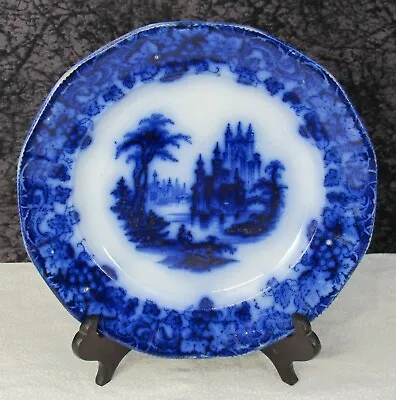 Buy Antique Staffordshire Gothic Flow Blue China Ironstone 8 3/8  Salad Plate • 37.86£