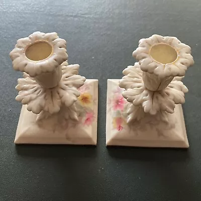 Buy Pair Of Candlestick Holders - Royal China Works Worcester England • 4.99£