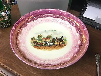 Buy Gray's Pottery Stoke On-Trent 12  Pink Luster Dicken's Days Serving Bowl England • 21.68£