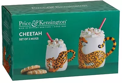 Buy 2x Price & Kensington Animal Cheetah Novelty Adult Kids Children Gift Boxed Mugs • 14.99£