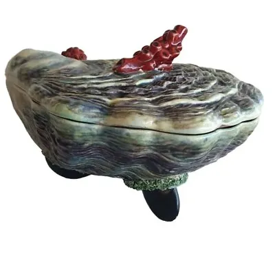 Buy Vintage Casa Pupo Portugal Majolica Palissy Oyster Muscles Lidded Bowl W/- Spoon • 141.98£