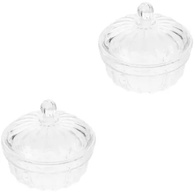 Buy 2 PCS Glass Cookie Jar Sugar Bowl With Lid Dried Fruit Box Candy • 30.35£