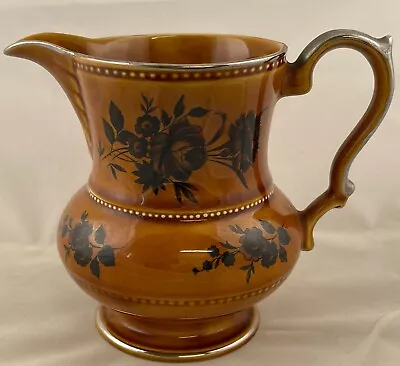 Buy Vintage Lord Nelson Pitcher Pottery 7  England Brown Silver With Floral Pattern • 8.54£