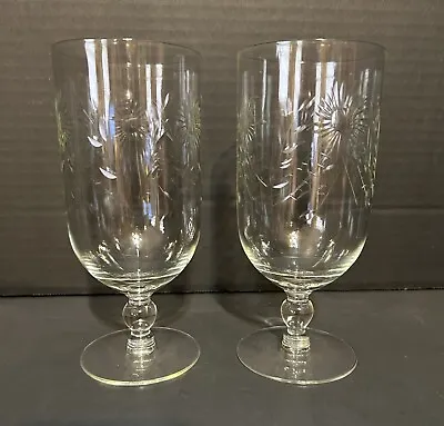 Buy Lady Ruby By GLASTONBURY - LOTUS Etched Glasses Set Of 2 MCM 1940s • 11.51£