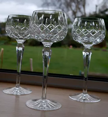 Buy 3 Galway Crystal Very Large Hock Wine Glasses In Clifden Pattern Ireland 19.5cm • 45£