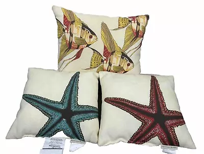 Buy Set Of 3 Pottery Barn Decorative Throw Pillows, Ocean Fish Themed, Made In USA • 53.92£