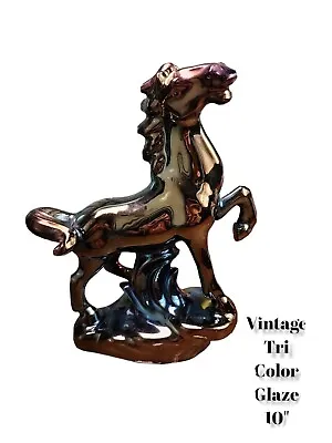 Buy  Vintage Tri Color Glaze Pottery Horse Figurine Sculpture Statues 10  • 52.04£