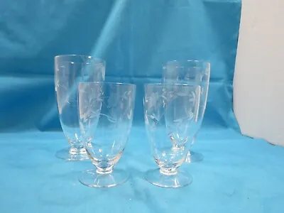 Buy DEPRESSION FOOTED Glasses Etched Cut Cocktail Coupes Barware  SET 4 • 6.85£