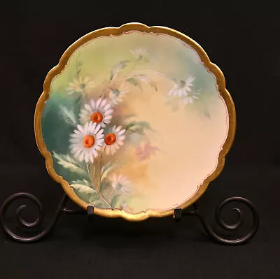 Buy Limoges Plate Hand Painted By Stouffer Artist T.M.Jelinek Daisies Gold 1905-1906 • 77.79£