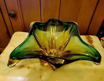 Buy  Large Glass Bowl Mid Century Art Glassware Interior Design Bowl Murano • 149£