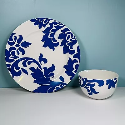 Buy Martha Stewart Lisbon Cobalt Blue Dinner Plate 11” & Bowl 5.25” Replacement • 37.77£
