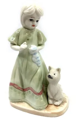 Buy Vintage K's Collection Girl W/Cat Porcelain Figurine 6” Tall • 3.81£