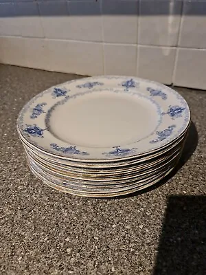 Buy 9 Vintage Grimwade Staffordshire Pottery Dinner Serving Plates Balmoral 26cm Blu • 8£