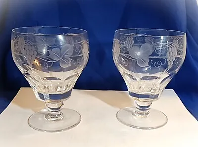 Buy Two (2) Rare England STUART CRYSTAL AUDLEY WINE GLASSES 12cm 4 3/4  1950s • 33.15£