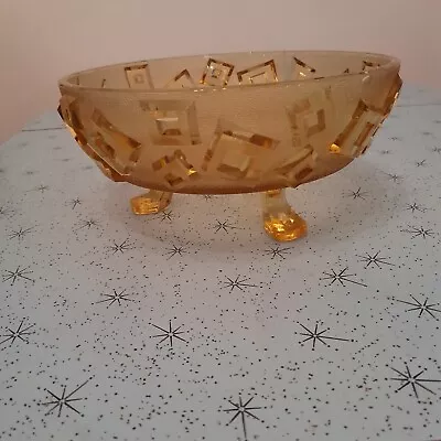 Buy Libochovice Czech Art Deco 1930s Amber Glass Bowl • 14£