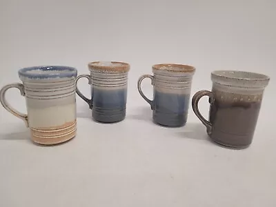 Buy 4 X Ashdale Pottery Product Mugs, 11cm H X 8cm W. Blue, Brown, • 39.99£