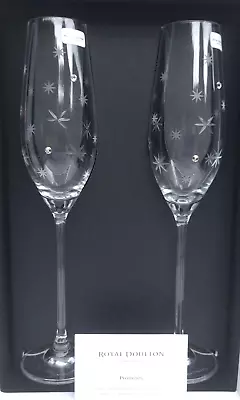 Buy ROYAL DOULTON ‘Twinkle’ Swarovski Champagne Flute Glasses New In Box • 55£