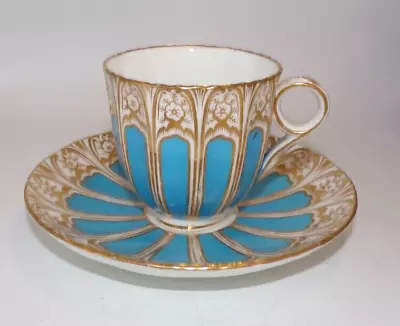 Buy Coalport Gothic Revival Hand Painted Tea Cup & Saucer C1840 Pattern 5/96 • 52£