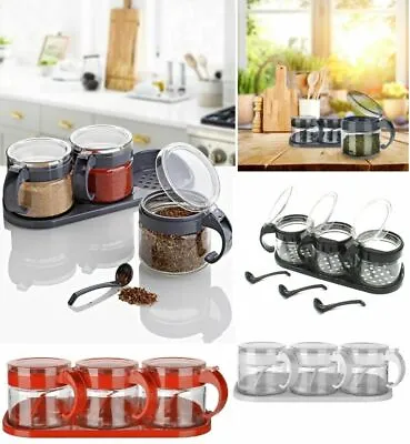 Buy Set Of 3 Tea Coffee Sugar Spices Kitchen Storage Canisters Jars Pots Containers • 7.85£