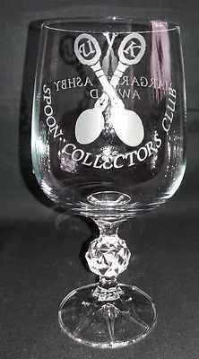Buy Crystal Wine Glass, Etched UK Spoon Collectors Club, Margaret Ashby Award 1988. • 9.23£