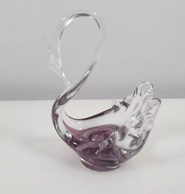 Buy Vintage Alum Bay Glass Swan Clear & Purple 4.5  Tall Excellent Condition  • 15£