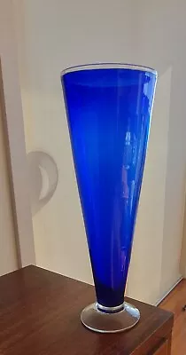 Buy Richard Morrell Australian Art Glass Vase 43cm Tall X 15cm Wide Hand Blown Blue • 117.22£