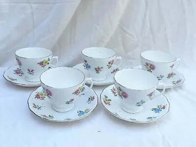 Buy Vintage Set Fine Bone China Tea Cups And Saucers Royal Vale Floral From Teaset • 34.99£