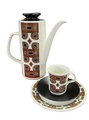 Buy Vintage 1960s Retro J&G Meakin Maori Coffee Pot Set - 4 Cups & Saucers 6 Plates • 48£