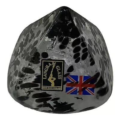 Buy Langham Glass Black & White Pyramid Paperweight Signed Paul Miller • 14.99£
