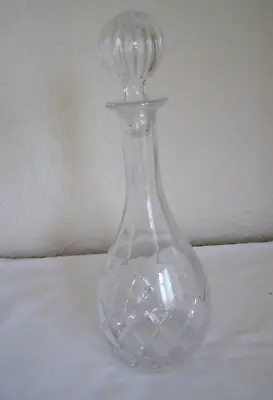 Buy Vintage Tall Cut Diamond Glass Decanter With Stopper Good Condition - Quick Post • 20£